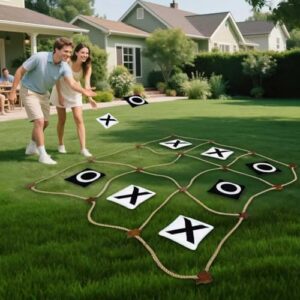 Nattork Outdoor Giant Tic Tac Toe Game for Kids Adult Family, Large Outside Lawn Yard Backyard Carnival Field Day Game, Birthday Party Family Reunion Games Playground