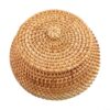 Natural Vietnamese Autumn Vine Storage Box With Cover, Brown Woven Basket For Organizing Snacks, Jewelry And Chess Pieces, Stackable Home Decor Bin, 15x15x12cm