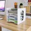 Natwind 5-Tier 10”x12” Scrapbook Desk Organizer,Paper Organizer,File Organizer,Letter tray,Paper Sorter,White File Holder for Home Office, School Classroom