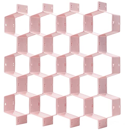 Natzerat Honeycomb Drawer Divider Suitable for bedroom underwear Socks Cosmetic storage locker sorting 8-piece drawer organizer (Pink)