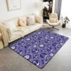 Nautical Anchor Area Rug 3'x5',Ocean Sea Wheel Rope Sailboat Wave Non Slip Carpet for Kids Boys Girls Adults,Ocean Adventure Themed Floor Mats,Navy Blue Rug for Living Room Bedroom Playroom Backyard