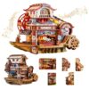 Nautical Sushi 3D Puzzles for Adults, 425PCS Wooden Mechanical Model Building Kit with Music and Lights, Miniature House Kit, Unique Home Decor Craft Gifts for Christmas Birthday Father's Day