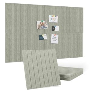 Navellon Large Splicing Felt Bulletin Board Cork Board Alternative 36" x 24" Felt Pin Board for Home Office Classroom Wall Decor Felt Wall Panel with Pushpins Tabs(Fine-Stripe 6 Pack, Light Green)