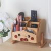 NBMFGD Cute Cartoon Wooden Desktop Organizer, Multi-Compartment Storage Caddy for Makeup Remote Control Office Supplies, Animal Face Design Decorative Organizer for Home Bedroom Desk