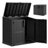 NBYSGO 36 Cu Ft Outdoor Storage Cabinet with Dual Lockable Doors, Weatherproof Horizontal Outdoor Storage Shed with Floor for Garage, Patio, Backyard - Black