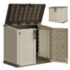 NBYSGO 36 Cu Ft Outdoor Storage Cabinet with Dual Lockable Doors, Weatherproof Horizontal Outdoor Storage Shed with Floor for Garage, Patio, Backyard - Brown