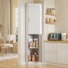 NDOHCUO 70.3" Tall Corner Cabinet, 4-Tier Corner Storage Cabinet with 2 Adjustable Shelves, Bathroom Cabinet with 2 Doors for Living Room, Kitchen, Bathroom, White