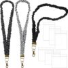 NEBURORA 3 Pcs Scrunchie Lanyards for ID Badges Black Stretchy Neck Lanyard