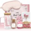 NECHEGI Birthday Gifts for Women, Teen Girls, Best Friend, Daughter, Sister, Girlfriend, Self Care Gift Basket with Glass Cup, Rose Bath Salt, Handmade Soap, Sleep Mask & Boho Bracelets