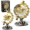NecyBrik Dinosaur Skull Fossil Building Set, Jurassic Era T-Rex Globe Model, 360° Rotating with LED Light, STEM Educational Toy,Gifts for Boys and Girls Ages 8-12
