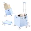 Nedcart Rolling Crate with Stair Climbing Wheels, Foldable Utility Cart with Detachable Lid & Telescoping Handle, Portable Rolling Cart Tote Basket for Teacher Upstairs Grocery Shopping