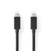 Nedis USB Cable | USB 3.2 Gen 2x2 | USB-C™ Male | USB-C™ Male | 100 W | 4K@60Hz | 20 Gbps | Nickel Plated | 1.00 m | Round | PVC | Black | Box