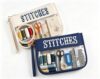 Needlepoint Clear Zipper Pouch with Stitching Print (Beige/Navy)