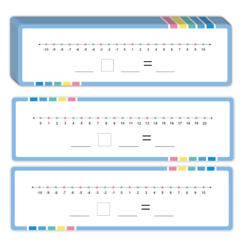 Negative Number Line Dry Erase Boards, 15 Pcs Double Sided Erasable Math Whiteboard, -10 to 10/0-20 Numberline 13.8"x4" Math Manipulatives for Student Teacher Classroom Must Haves Homeschool Supplies