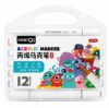 NEKZA PLAST Acrylic Marker Pen Set 12 Colours | Dual Tip Acrylic Paint Markers for Drawing, Rock Painting, Canvas, Glass, Wood & DIY Art