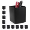 Nelmeel 10 Pack Plastic Foldable Black Pen Holder Pencil Holders Lightweight for Office Table Desk Storage (10, Black)