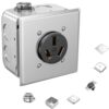 NEMA 10-50R 50 Amp Outlet Installation Kit, 3-Prong 125/250V Receptacle for Legacy Electric Range & Welder, Includes 4" Metal Electrical Box, Surface & Flush Mount Covers, Plaster Ring, ETL Listed
