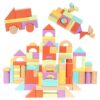 Nene Toys 100-Piece Wooden Building Blocks for Toddlers 1-3 - Bright Colorful Montessori Stacking & Sorting Toy - 11 Shapes, Vibrant Colors - FSC-Certified Wood Gift for Boys & Girls 1-4