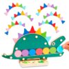 Nene Toys Hungry Dino, Montessori Wooden Dinosaur Toy for Toddlers, Color Sorting and Matching Game, Learning Toys for 2 3 Years Old Kids, Preschool Educational Game, Gift for Boys Girls 2+ Years