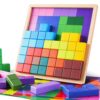 Neoflavie Dementia Products for Elderly, 15 Wooden Tiles Matching Game Activities for Seniors, Easy Memory Games for Alzheimer's, Cognitive Craft Gifts, Large Brain Puzzle Pattern Blocks for Elderly