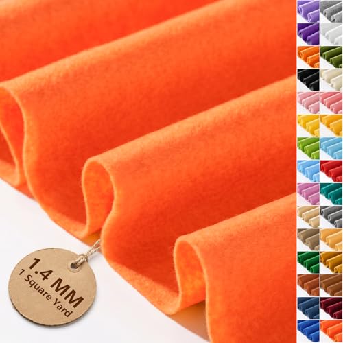 Neon Orange Felt Fabric 36'' X 36'',1.4mm Large Felt Sheets Soft Durable Crafts Felt by The Yard for Nonwoven Fabric DIY Sewing, Letter Coaster, Party & Holiday Ornament,Arts Decoration Projects