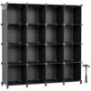 Neprock 16 Cubby Storage Organizer, Closet Clothes Storage Organizer, Cube Shelves Closet Organizers and Storage Shelves for Clothing Storage with Hammer, Bookshelf for Kids（Black）