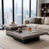 Nesting Coffee Table Set of 2, Square Centre Table, Modern Accent Table with 1.6" Thick Tabletop, Wood Coffee Tables for Living Room Office Apartment