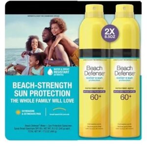 Neutrogeena Beach Defense Water + Sun Protection Sunscreen Spray, SPF 60+, 2 pack 8.5 oz each