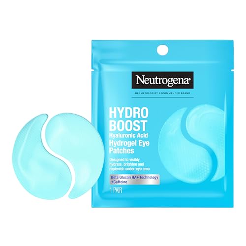 Neutrogena Hydro Boost Hyaluronic Hydrogel Eye Patches, Under Eye Patches with Hyaluronic Acid and Caffeine, Cooling Eye Masks for Puffiness, 1 Pair, Fragrance Free