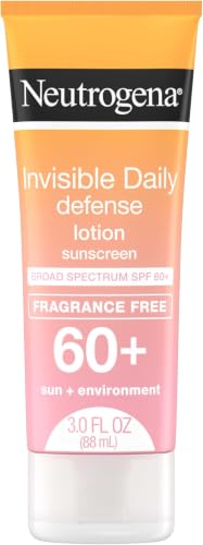 Neutrogena Invisible Daily Defense Fragrance-Free Sunscreen Lotion, Broad Spectrum SPF 60+, Oxybenzone-Free & Water-Resistant, Sun & Environmental Aggressor Protection, 3.0 fl. oz (Pack of 12)