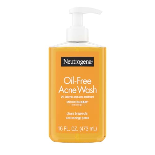 Neutrogena Oil-Free Acne Face Wash - Facial Cleanser with Salicylic Acid, Daily Cleanser for Oily & Acne-Prone Skin, Clears & Helps Prevent Breakouts, Clear Formula, 16 fl. oz. Bottle