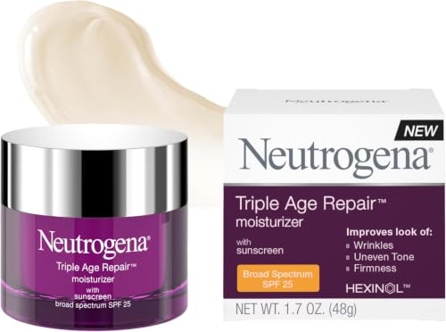 Neutrogena Triple Age Repair Face Moisturizer SPF 25 Anti-Aging Cream with Hexinol Technology Vitamin C Glycerin and Shea Butter to Help Reduce Wrinkles, 1.7 fl oz (Pack of 12)