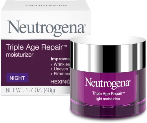 Neutrogena Triple Age Repair Night Face Moisturizer - with Hexinol Technology & Vitamin C, Anti-Wrinkle Face Cream, Visibly Reduces the look Wrinkles & Firms Skin While You Sleep, 1.7 oz (Pack of 12)