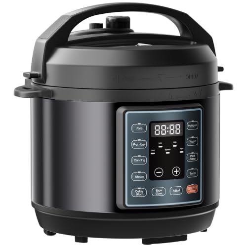 NEWBULIG 10-In-1 Electric Pressure Cooker, 3 Quart Multi Cooker for Rice, Stew and Steam, Small Programmable Stainless Steel Pot with Slow Cook Function and Ceramic Inner Pot