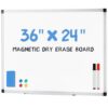 NEWBULIG White Board, 36" x 24" Magnetic Dry Erase Board for Wall with 1 Dry Eraser & 2 Multi-Color Markers & 4 Magnetic Pins, Silver Aluminum Frame for Office, Home, School, White