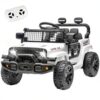 NEWDOOD 24V Ride on Truck Car w/Parent Remote Control, Ride on Toys w/4-Wheel Suspension, Power Display, Bluetooth, Music, LED Headlight, Electric Car for Kids Aged 3+, White