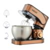Newiceaid Stainless Steel Stand Mixer, 6-Speed Tilt-Head Mixer with 700W Powerful Motor, 7.4QT Bowl, Electric Kitchen Mixer with Dough Hook, Beater, Whisk for Baking & Dough Making-Rose Gold
