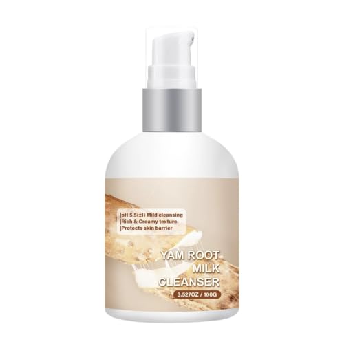 New Irven Yam Root Milk Cleanser, pH 5.5 Weak Acid Facial Cleanser, 2-In-1 Gentle Makeup Remover & Face Wash with Oat Rice Coconut Plant Milk Extract, Creamy Foaming Skin Barrier Daily Care, 100 g