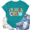 NEWKA Preschool Teacher Shirts for Women Preschool Crew Tshirt Teacher Life Rainbow Tee Top