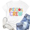 NEWKA Preschool Teacher Shirts for Women Preschool Crew Tshirt Teacher Life Rainbow Tee Top