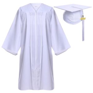 Newrara Graduation Gown Cap Tassel Set (XX-Large 57(6'0"-6'2"), White)