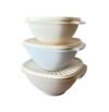 NewTupperware Servalier Heritage Vintage Food Storage Container Bowl Set (Set of 3 Warm Beige)