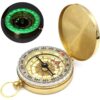 New Vintage Brass Compass for Hiking and Camping,Portable Metal Pocket Compass for Kids and Adults,Military and Survival Navigation Tool,Golden Pirate Compass
