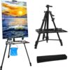 Newzealkids Artist Easel Stand Painting Stand Art Easel, 20" to 61" Art Easel for Painting Canvase & Displaying, Aluminum Adjustable Height Display Tripod with Portable Bag/Folding Keg/Apron.(Black)
