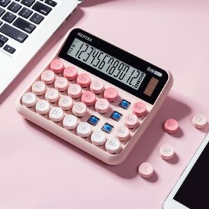 NGIFERA Desk Calculator, 12 Digit Large LCD Display, Big Buttons, Ergonomic 15° Tilt, Real Mechanical Keypad, Desktop Calculator for Office and Study