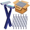NICEMOVIC 60 Pcs Disposable Razors, Bulk Disposable Razors for Men & Women, Twin Blade Shaving Razors, Homeless Supplies Bulk, Multipurpose Shavers for Hotels, Travel, Charity, Bathrooms - Blue