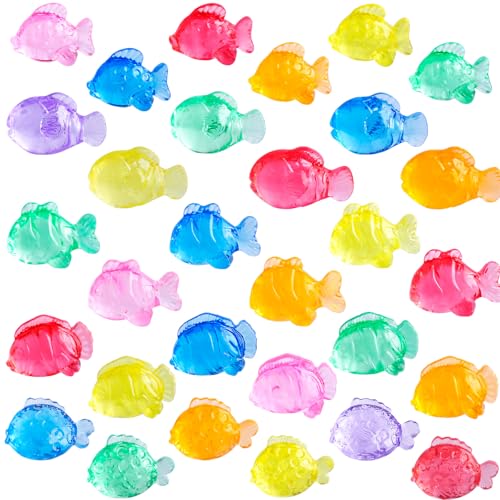 Niceup 260pcs Plastic Little Tropical Fish Ocean Party Favors Sensory Bin Filller Bulk Fake Fishes Miniature Toys Under Sea Mermaid Pool Diving Gems Vase Fillers Aquarium Crafting Decoration