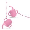 NICINGU 2Pack Silicone Sippy Cup + 2 Toy Straps - Spill Proof Toddler Cup with Adjustable Leash for Stroller High Chair-Blue&Pink