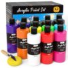 Nicpro 12 Colors Large Bulk Acrylic Paint Set (8.45 oz,250 ml) Rich Art Painting Supplies, Non Toxic for Multi Surface Rock Canvas Wood Ceramic Leather Fabric Craft, for Adult with Color Wheel