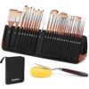 Nicpro 30 Pieces Paint Brush Set - Professional Synthetic No Shedding Paintbrushes for Acrylic, Oil, Watercolor, Gouache, Artist Gifts Painting Supplies | Includes Self-Standing Case & Palette Knife